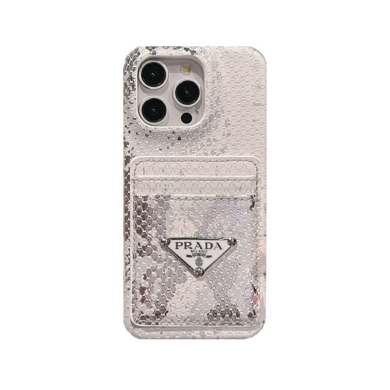 Leather Serpentine PR Phone Case with Card Holder — view 1