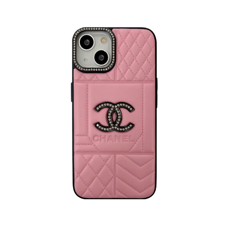 Leather CC Phone Case with Diamond-Detail Embellishment — view 1