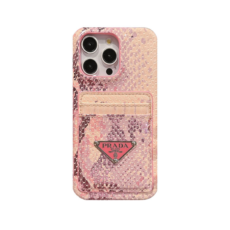 Leather Serpentine PR Phone Case with Card Holder — view 1