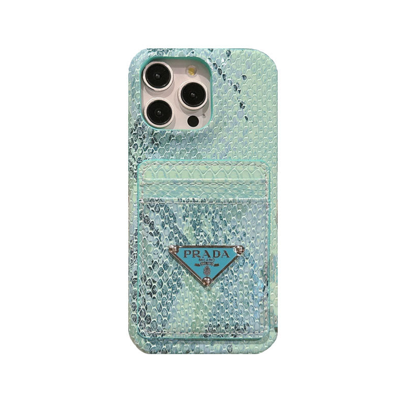 Leather Serpentine PR Phone Case with Card Holder — view 1