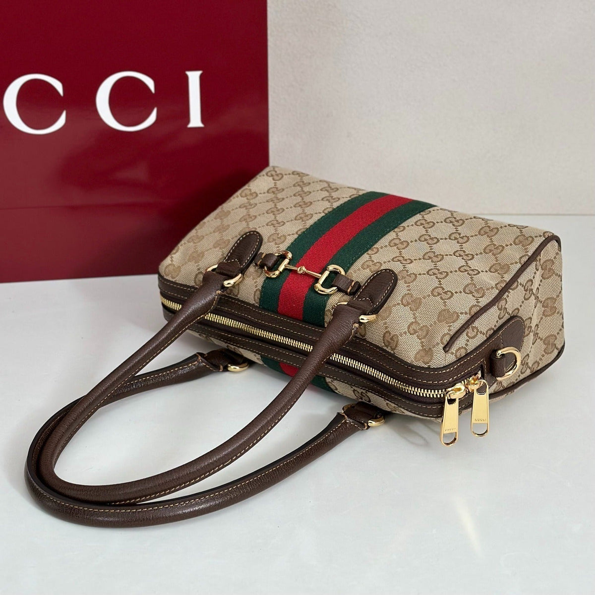 Gucci GG Canvas Boston Bag - Beige — view 5