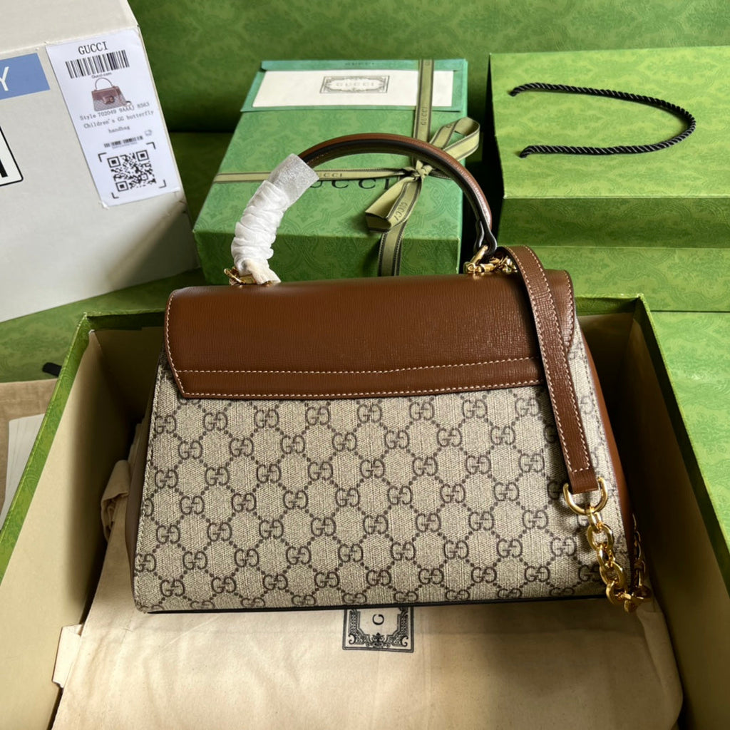 Gucci Horsebit 1955 Medium Ophidia and Brown Leather Handbag — view 2