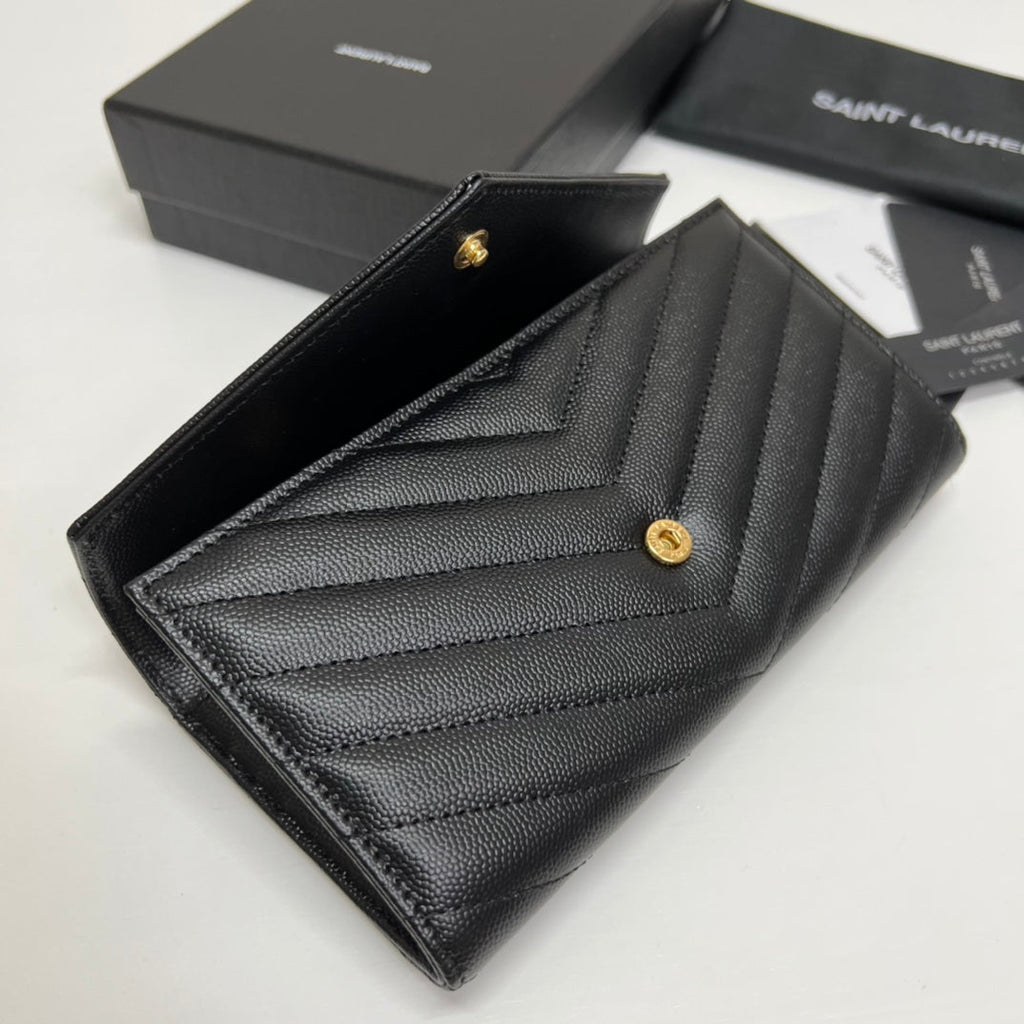 YSL Long Wallet Black Leather Gold Tone 10769 19cm — view 3