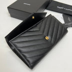 YSL Long Wallet Black Leather Gold Tone 10769 19cm — view 3