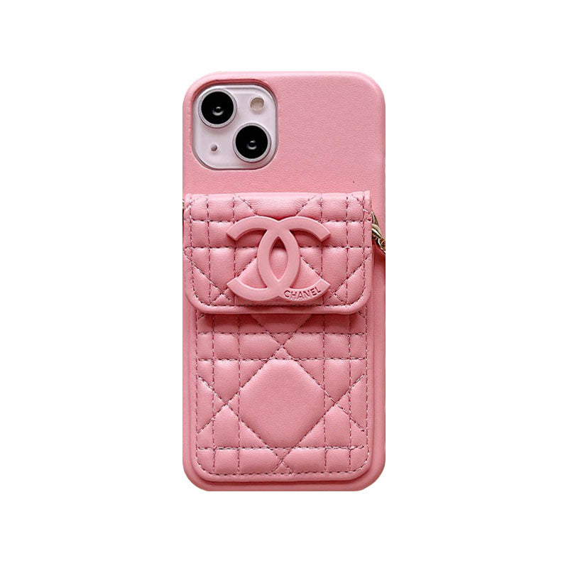 CC iPhone Case with Wallet and Strap Pink — view 1