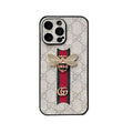 Classic Leather GG Bees Phone Case with Strap — view 1