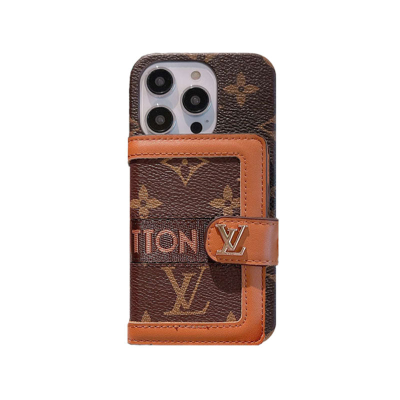 Monogram iPhone Case with Wallet and Crossbody Strap Brown — view 1