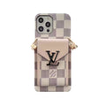 Monogram iPhone Case with Wallet and Strap White Grid — view 1