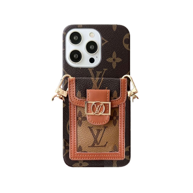 Monogram Dauphine iPhone Case with Card Holder and Strap Brown — view 1