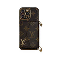Monogram iPhone Case with Wallet and Strap Brown Large Print — view 1