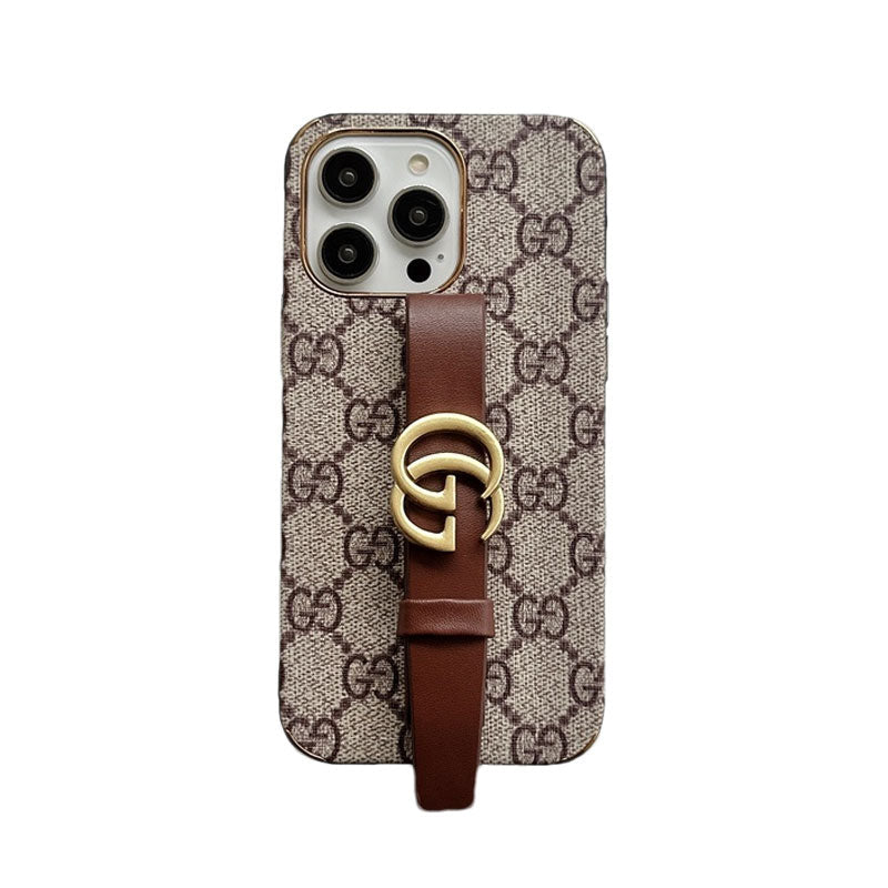 GG iPhone Case with Holder Brown — view 1