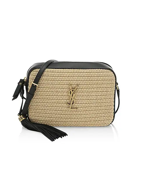 Saint Laurent Lou Medium YSL Monogram Raffia Camera Bag - Straw — view 4