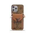 Monogram iPhone Case with Wallet and Strap Yellow Printing — view 1