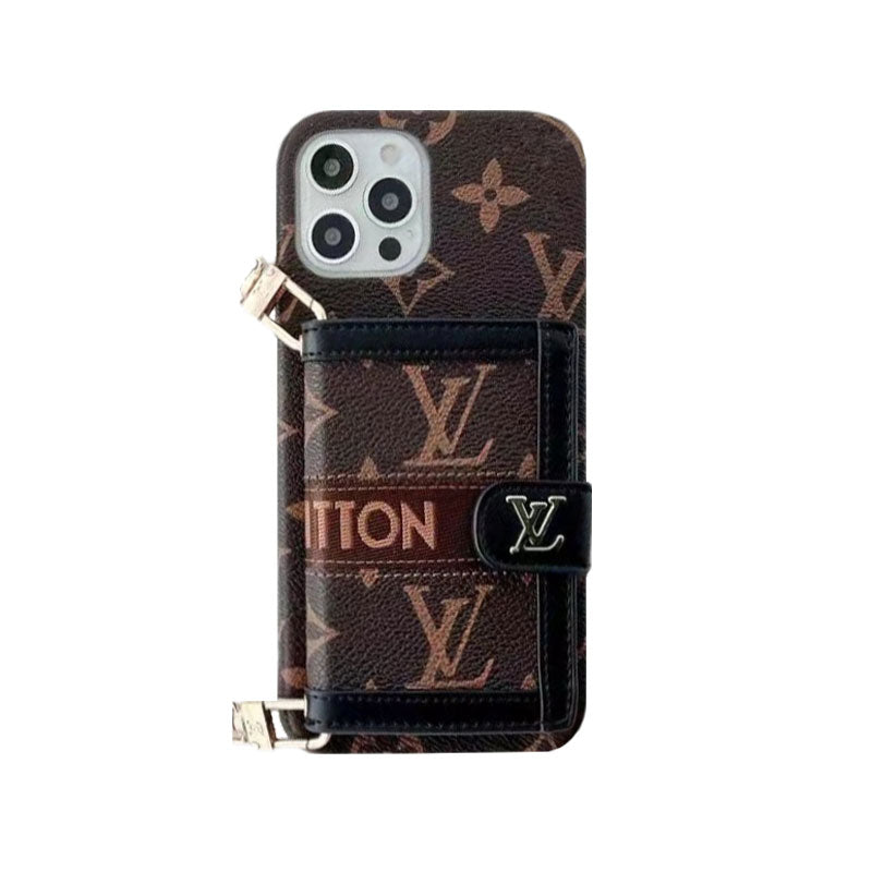 Monogram iPhone Case with Wallet and Strap Black — view 1