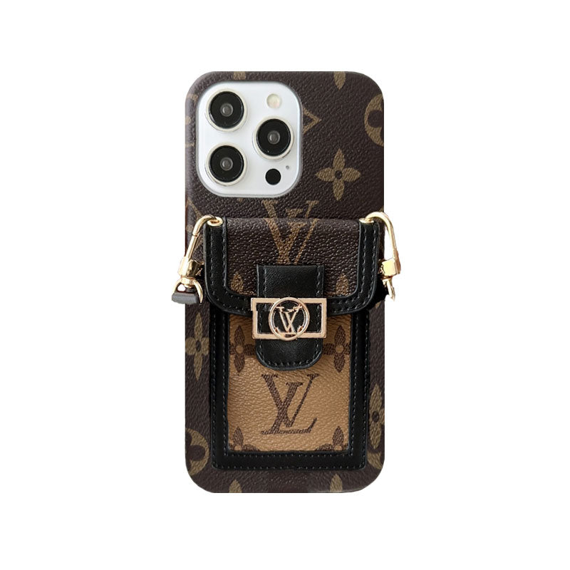 Monogram Dauphine iPhone Case with Card Holder and Strap Black — view 1