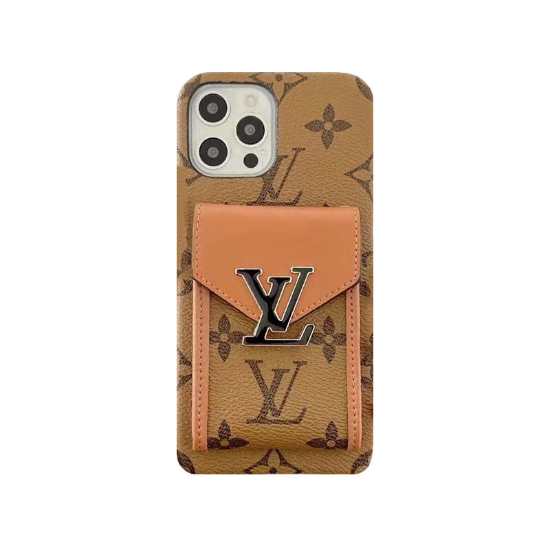 Monogram iPhone Case with Card Holder Yellow Printing — view 1