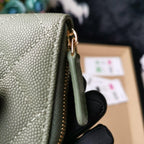 Chanel Quilted Caviar Leather Wallet with CC Logo and Zip Closure — view 5