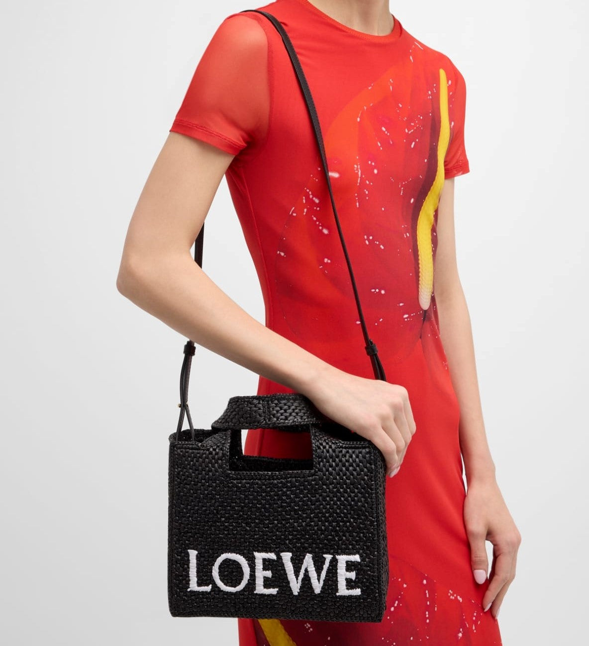 Loewe x Paula's Ibiza Font Tote Small Bag in Raffia — view 2