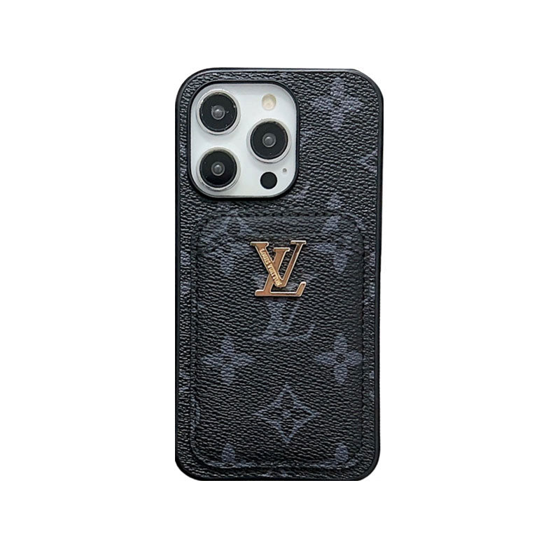 Classic Monogram iPhone Case with Card Holder -Black Printing — view 1