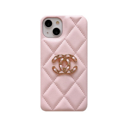 Classic Leather CC Phone Case for iPhone Pink — view 1