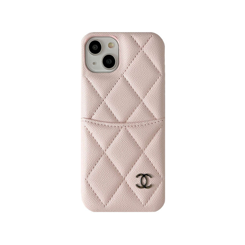 Leather CC iPhone Case with Crad Holder Pink — view 1