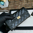 Chanel Boy Long Flap Wallet Lambskin - Black — view 4