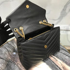 YSL Medium 32 Loulou Bag Black in Gold — view 4