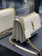 YSL Medium Sunset Bag 22 White Lambskin Gold Tone — view 2
