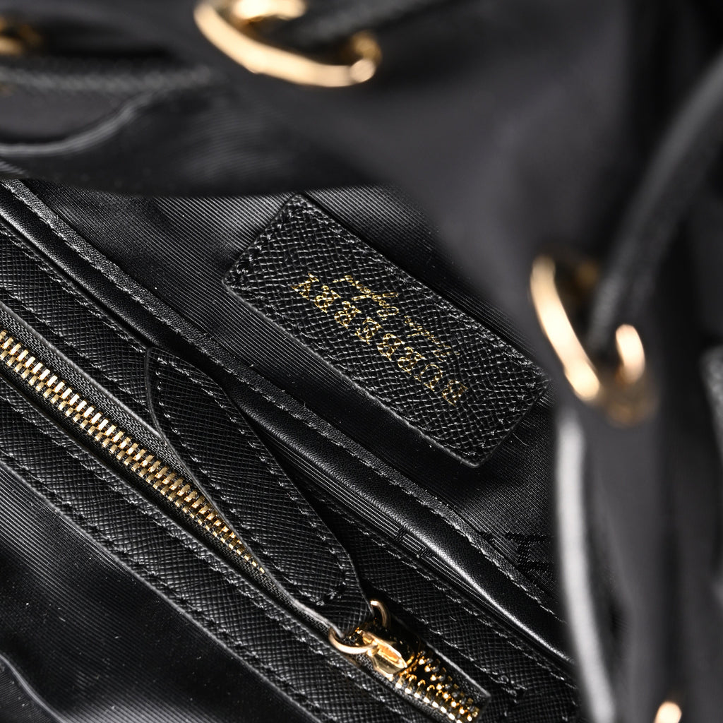 Burberry the Rucksack – Black Nylon & Leather Backpack with Gold-Tone Hardware - Black with Gold Accents — view 4