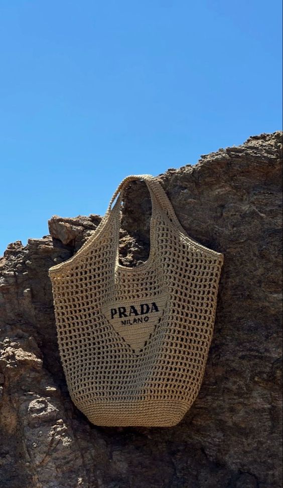 Prada Raffia Tote Bag-Khaki — view 3