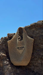 Prada Raffia Tote Bag-Khaki — view 3