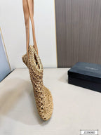 YSL Saint Laurent Vacation Casual Raffia Woven Tote Bag — view 5