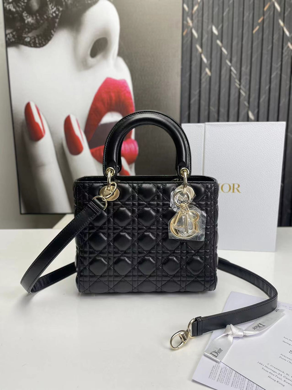 Dior Lady Medium Black Bag 24cm — view 7