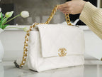 Chanel 19 Large Handbag Lambskin Gold AS1161 White — view 5
