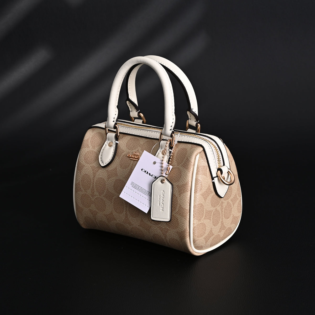 Coach Rowan Satchel – Signature Canvas Top Handle Bag with Crossbody Strap (Khaki/Chalk) — view 2