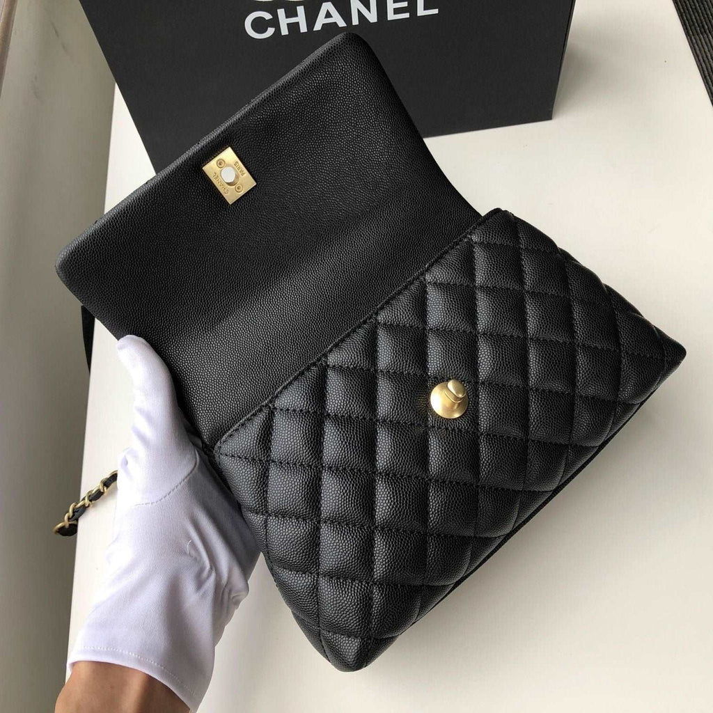 Chanel Small Flap Bag with Coco Handle - Black with Black Hardware — view 5