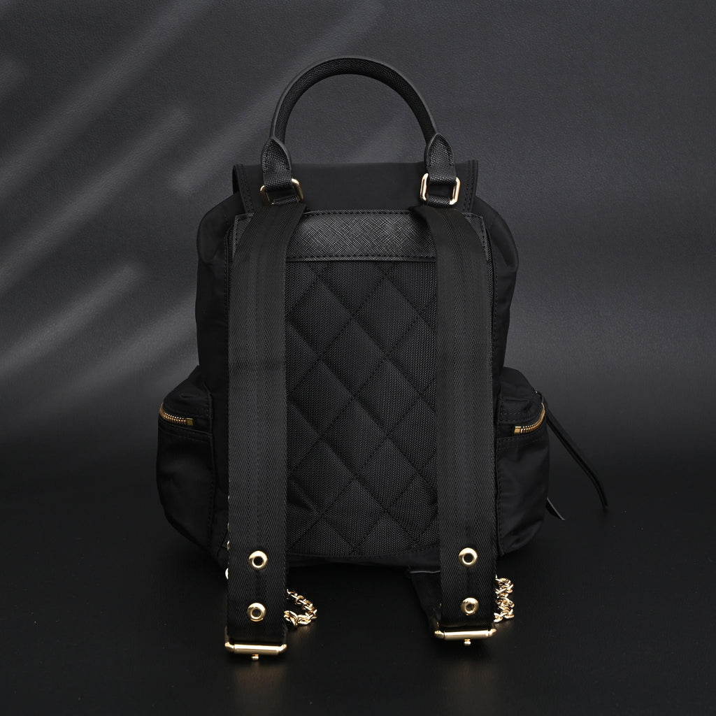 Burberry the Rucksack – Black Nylon & Leather Backpack with Gold-Tone Hardware - Black with Gold Accents — view 7