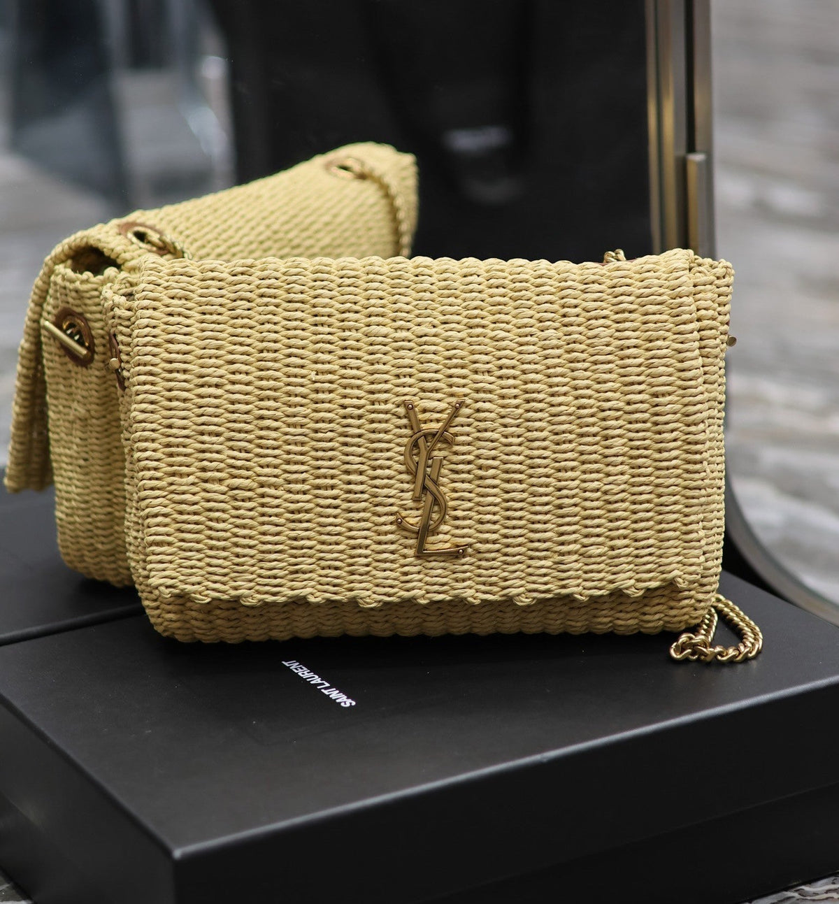 YSL Kate in Raffia Shoulder Bag — view 7