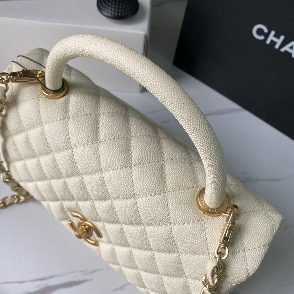 Flap Bag with Top Handle - White — view 3