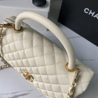 Flap Bag with Top Handle - White — view 3