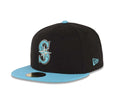 Seattle Mariners New Era MLB 9FIFTY Hat Black Crown Blue Visor Blue/White Logo - Snapback Cap — view 1