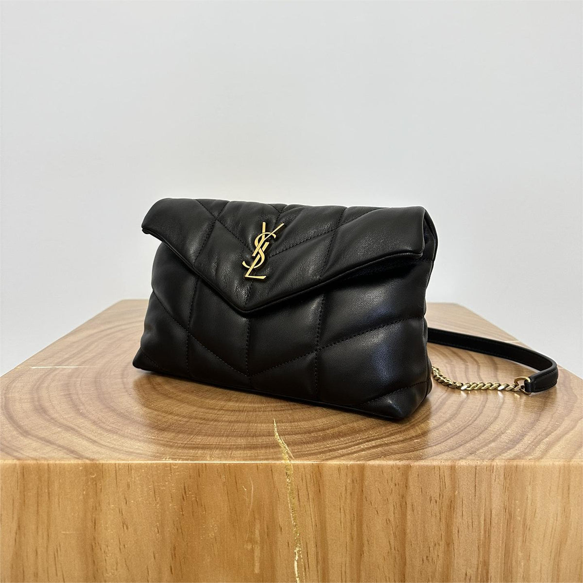 YSL | Loulou Puffer Toy Bag in Quilted Lambskin Gold Hardware Size 23x15.5x8.5 - Black — view 2
