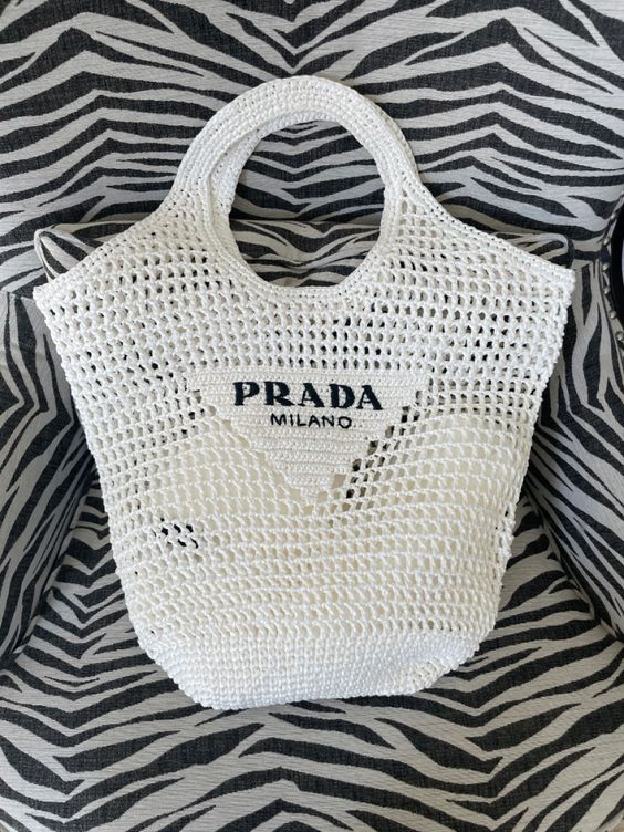 Prada Raffia Tote Bag-White — view 4