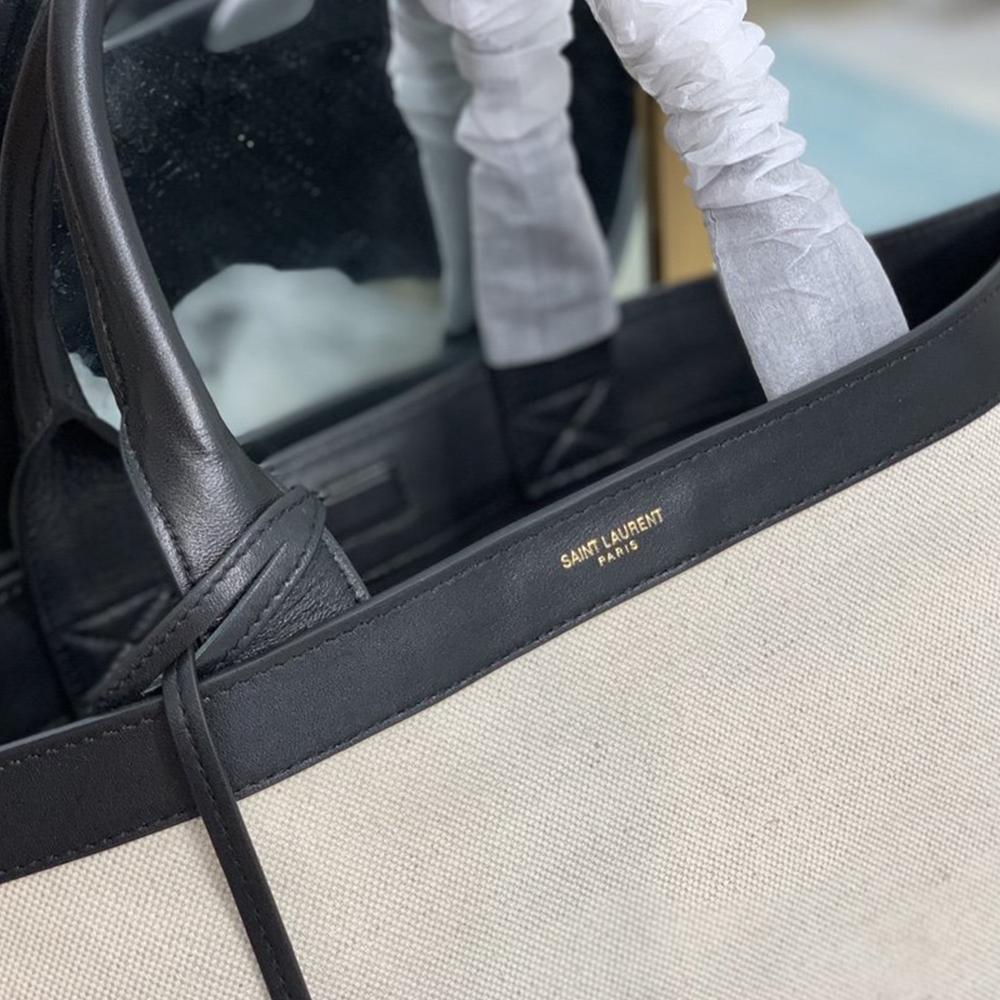 YSL Tag Hobo Bag - Beige/Black — view 9