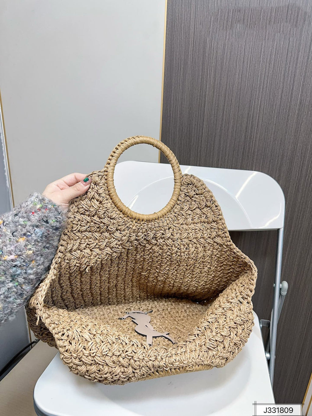 YSL Saint Laurent Summer Raffia Tote Bag — view 7