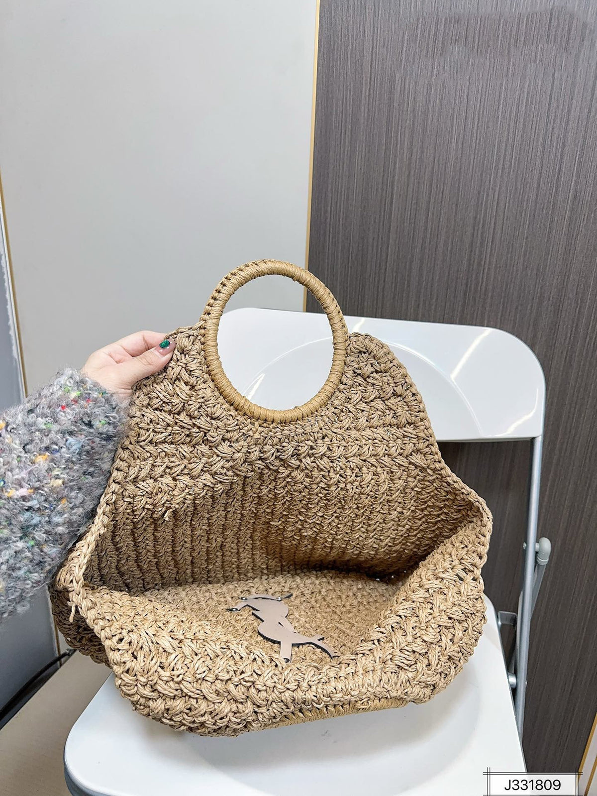 YSL Saint Laurent Summer Raffia Tote Bag — view 7