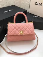 Chanel Coco Handle Gold Caviar Pink 24 cm Handbag — view 7