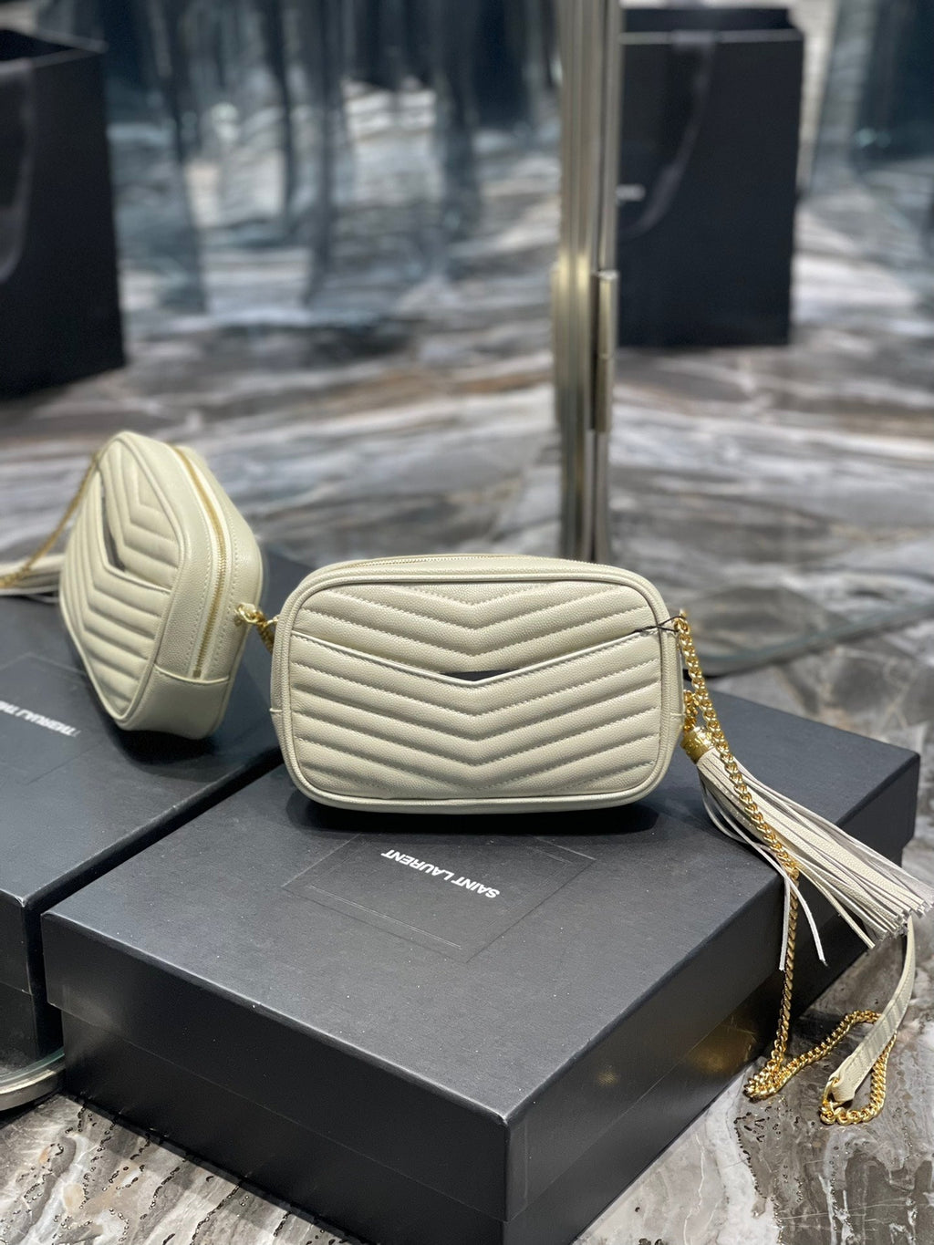 YSL Loulou Mini Camera Bag 18cm White — view 2