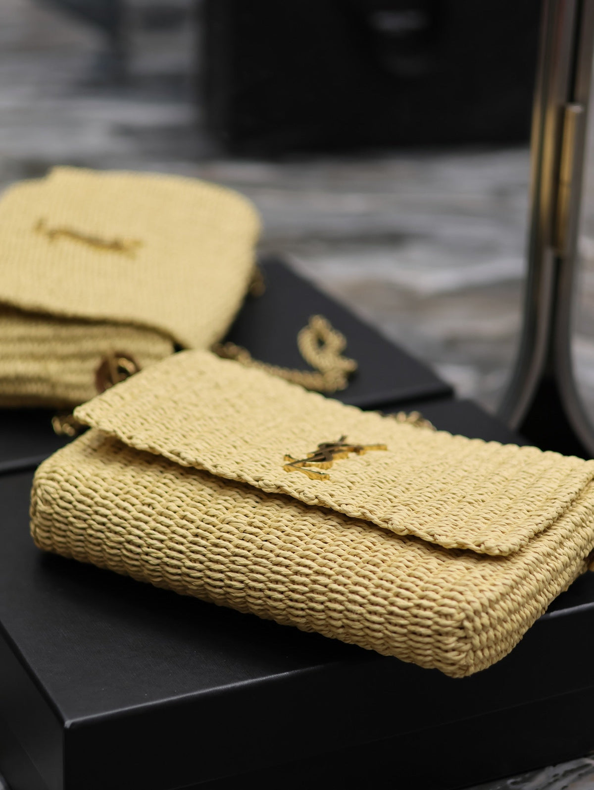 YSL Kate in Raffia Shoulder Bag — view 6