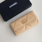Chanel 19 Quilted Flap Wallet Long Goatskin — view 3
